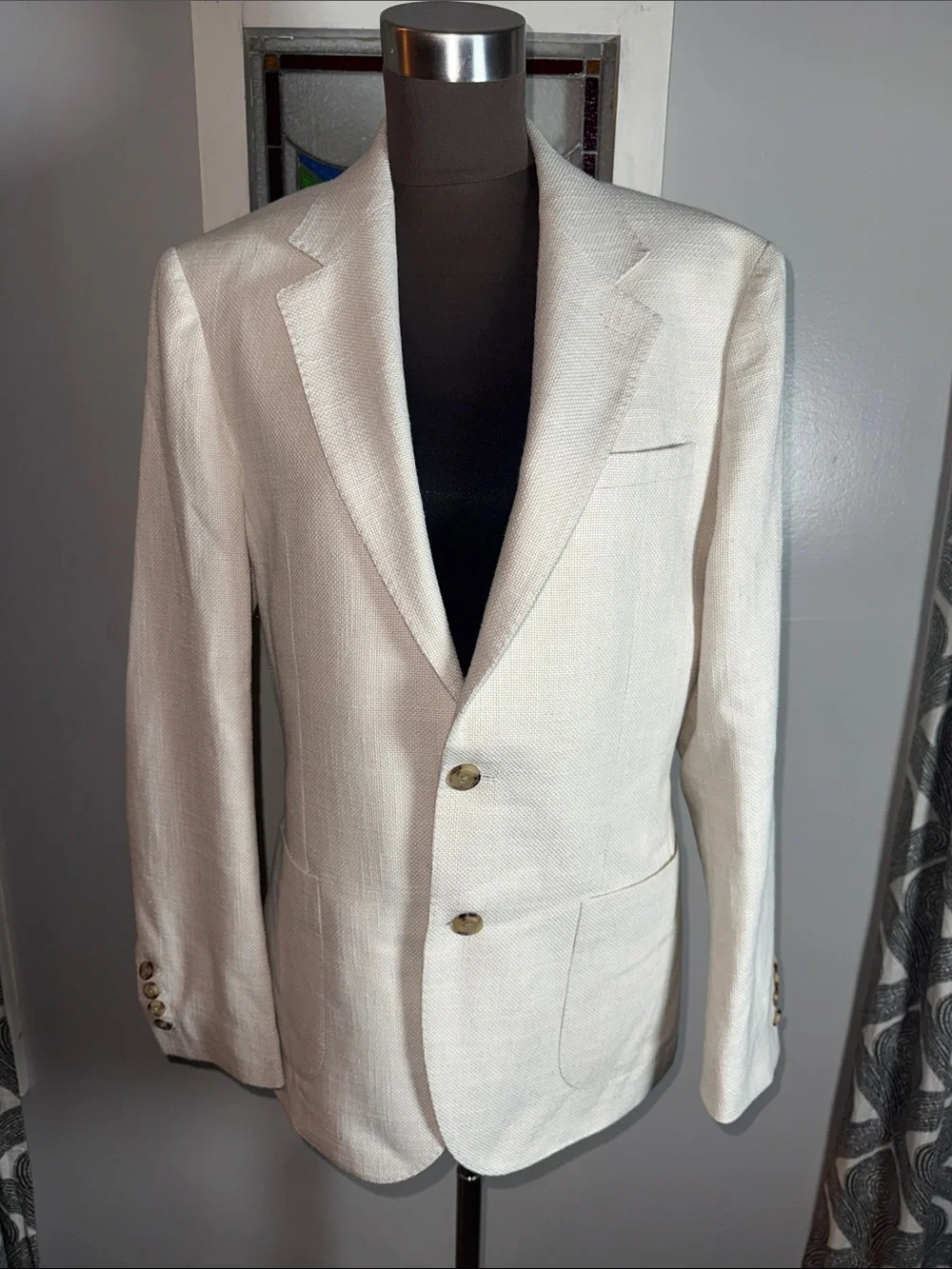 Reiss London Cream Textured Blazer Jacket - Men’s Size 38 Tailored Professional
